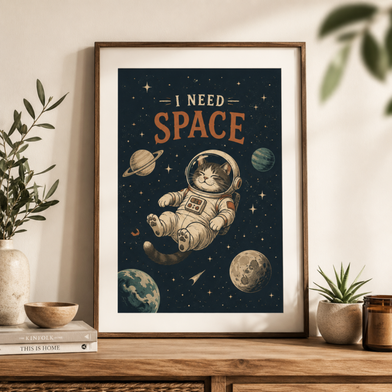 I Need Space Astronaut Cat Print